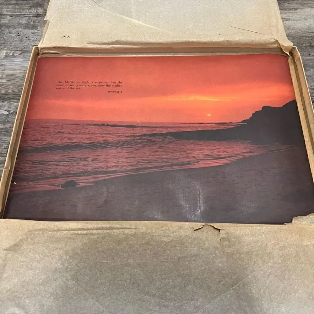 Set of 6 vintage permanent plastic coated inspirational placemats